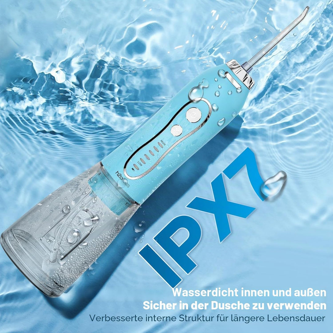 H2ofloss Kabellose tragbare Wasser-Zahnseide, 5 Modi, IPX7 wasserdichte Munddusche, 300 ml, wiederau