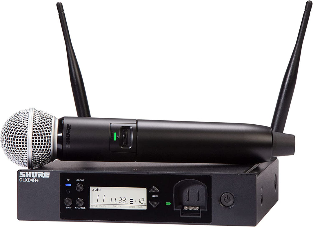 Shure GLXD24R+/SM58 Dual Band Pro Digitales drahtloses Mikrofonsystem für Kirche, Karaoke, Gesang –