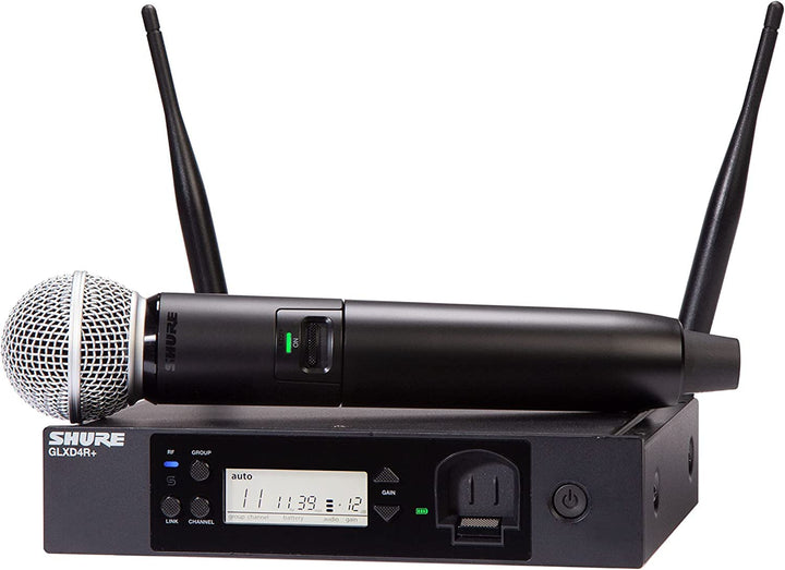 Shure GLXD24R+/SM58 Dual Band Pro Digitales drahtloses Mikrofonsystem für Kirche, Karaoke, Gesang –