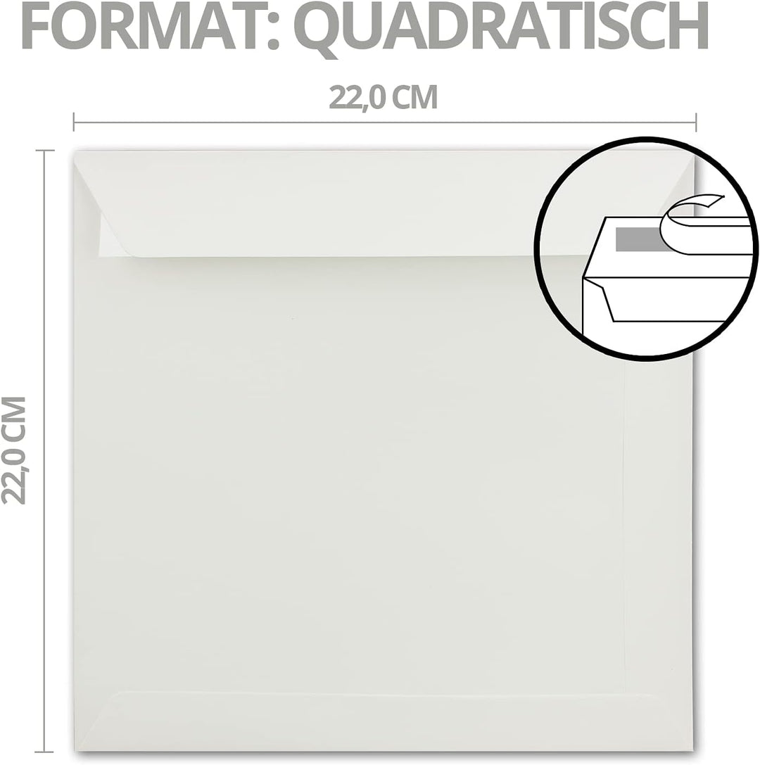 400x grosse quadratische Briefumschläge 22 x 22 cm - Creme - 120 g/m² - Für ganz besondere Anlässe -