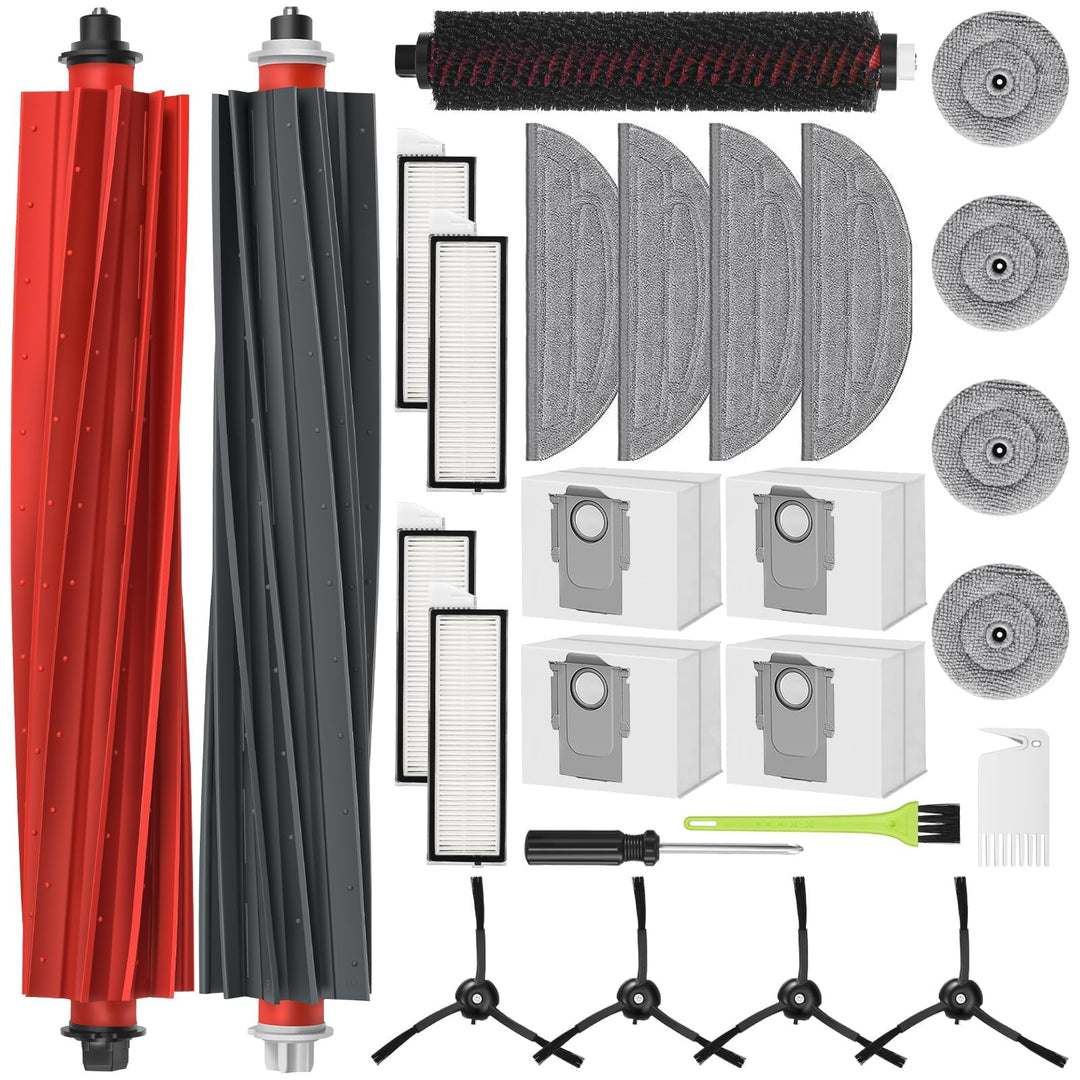 RUKHOOL Zubehör für Roborock S8 Maxv Ultra Ersatzteile Zubehörset mit 4 Staubbeutel, 2 Hauptbürste,