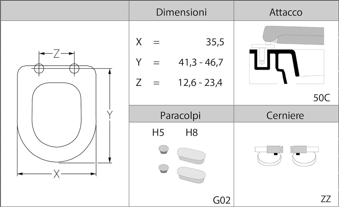 Ja sedileria Toilettenpapier Dolomite Clodia WC-Sitz gewidmet Slow Close, Reissverschluss A 45525418