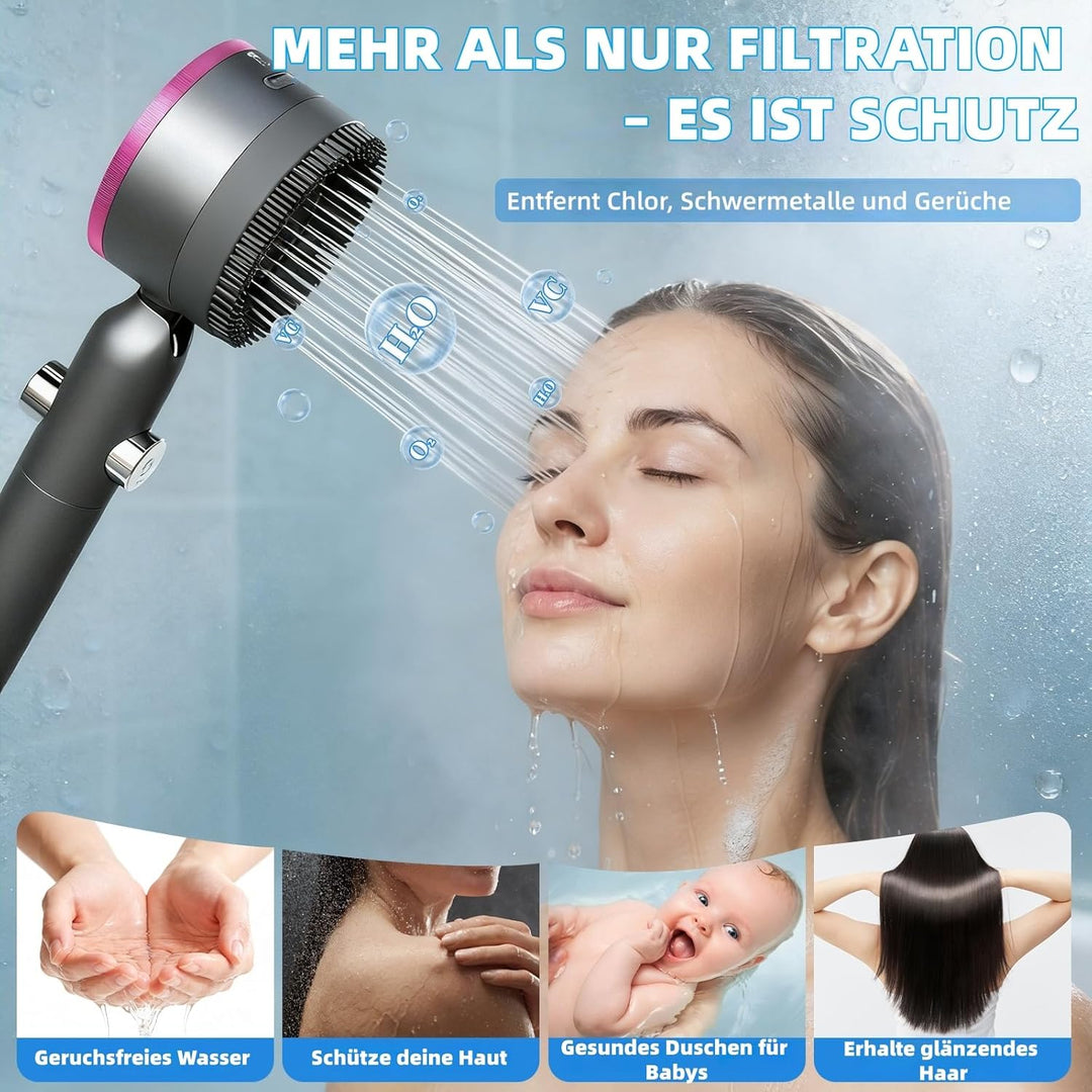 Duschkopf mit Filter,Duschbrause mit Schlauch,Handbrause mit Stoppfunktion,Hochdruck Handbrause mit