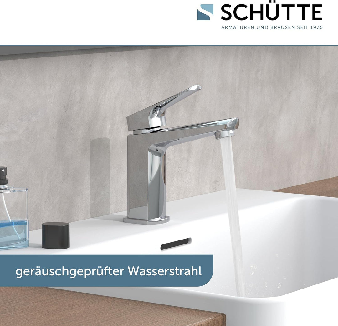 Schütte RAVEN waschtischarmatur bad, Wasserhahn Bad mit Ablaufgarnitur, Armatur Badezimmer, Einhebel