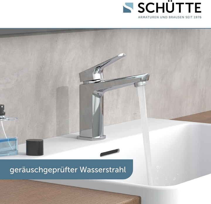 Schütte RAVEN waschtischarmatur bad, Wasserhahn Bad mit Ablaufgarnitur, Armatur Badezimmer, Einhebel