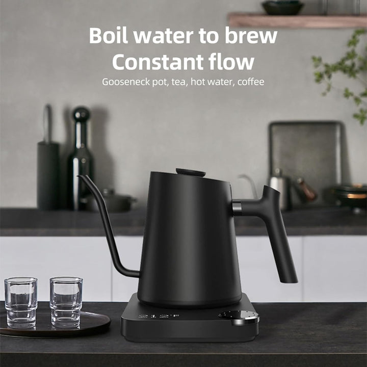 Wasserkocher mit Temperatureinstellung, 0.9L Schwarz Schwanenhals Wasserkocher 1200W Elektrischer Ed