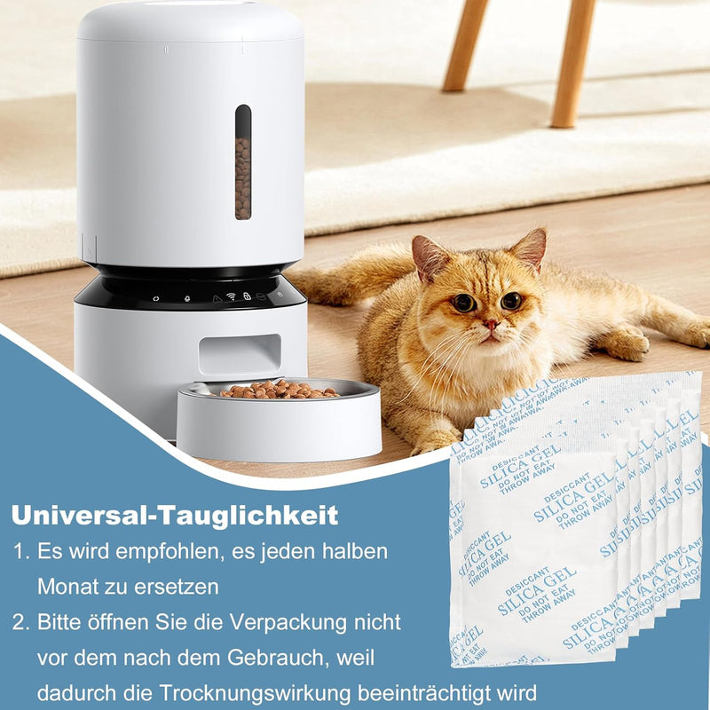 20 Stück Trocknungsmittel für Petkit 5L Futterautomaten Katze, Gel Beutel Trockenmittel Packung hält