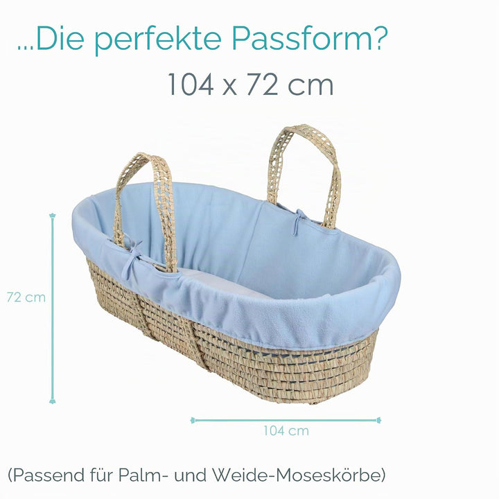 Clair de Lune Fleeceeinlage/Dressing für Moses/Weidenkorb (Blau) Blau Einzeln, Blau Einzeln