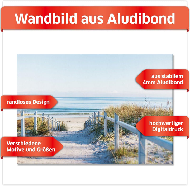 Primus Print - Wandbild/Glasbild - Acrylglas/Aludibond (Aluminium, Strand 84,1x59,4 cm) Aluminium St