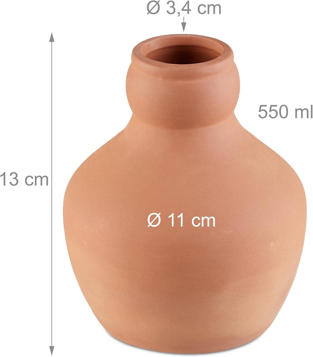 Relaxdays Ollas, 3er Set, 550 ml, Ton, wurzelnahe Bewässerung, Hochbeet & Gewächshaus, weniger Wasse