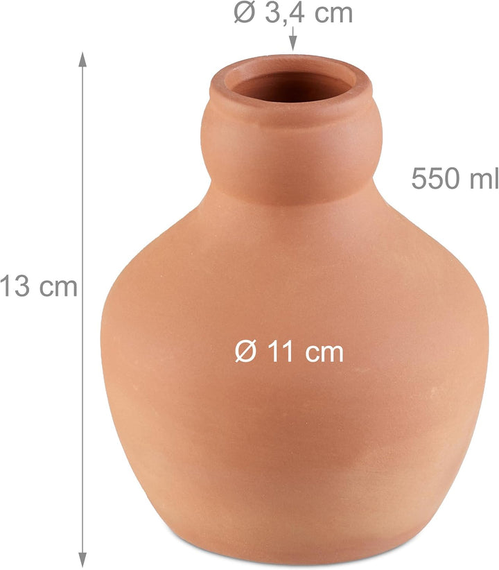 Relaxdays Ollas, 3er Set, 550 ml, Ton, wurzelnahe Bewässerung, Hochbeet & Gewächshaus, weniger Wasse