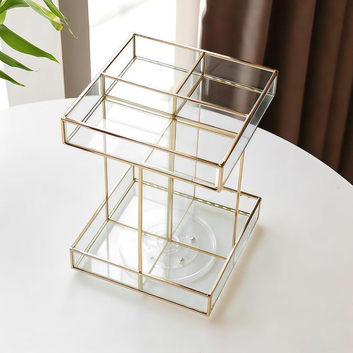 SLHEQING 360° drehbarer Kosmetik organizer, Grosse Kapazität Beauty Organizer, Glas Make Up Organize