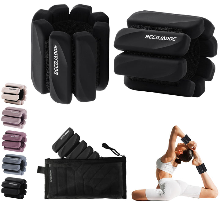 BECOJADDE Gewichtsmanschetten fuss 0.45 KG / 0.9 KG Je Gewichte für Beine und Arme Set 2 Ankle Weigh