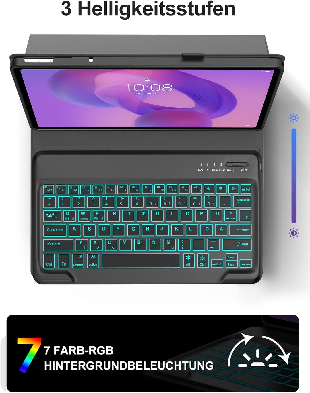 JADEMALL Hülle mit Tastatur für Lenovo Idea Tab Plus 12,1 Zoll (2025) TB361FU/TB361ZU, QWERTZ Deutsc