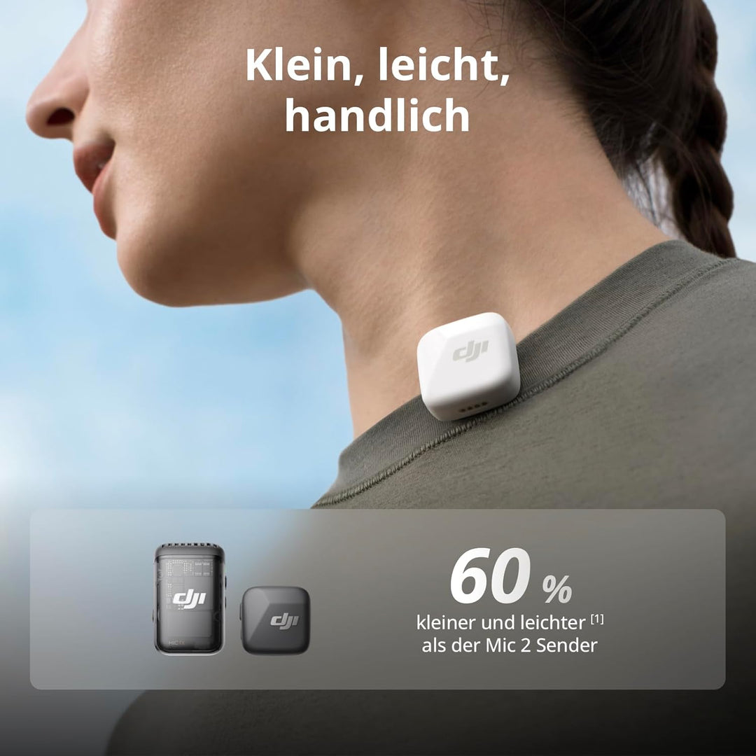 DJI Mic Mini Bluetooth Lavalier Mikrofon (1 Sender + 1 Empfänger), ansteckmikrofon, mikrofon kabello