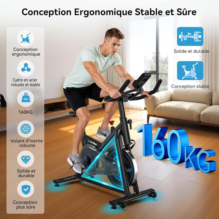Wenoker Heimtrainer Fahrrad mit App,Leises Ergometer Hometrainer Fahrrad mit Magnetwiderstand