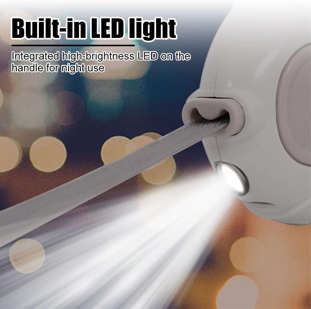 Mini Einziehbare Hundeleine, 3 Meter Lange, Robuste Haustierleine mit 360° Drehbarem Haken und LED-L