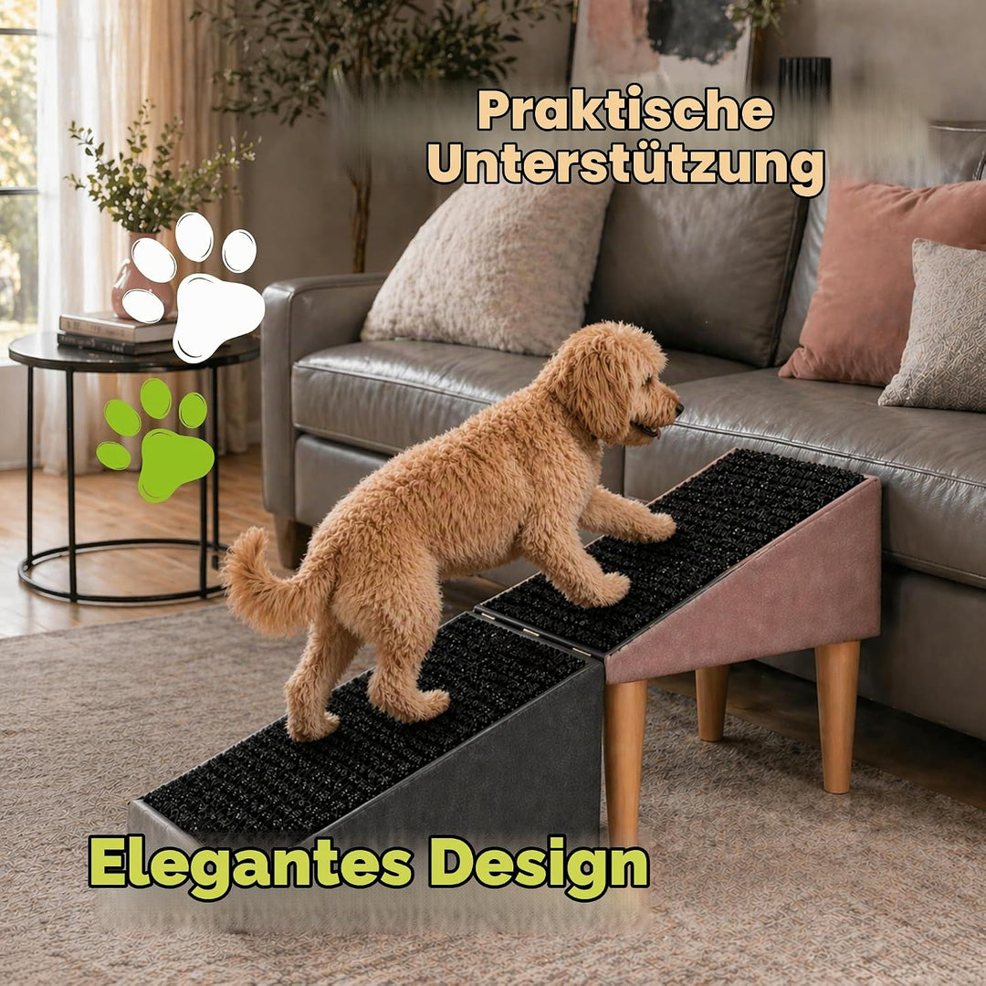 Outentin Hundetreppe Klappbar – rutschfeste Hunderampe &amp; Weiche Haustiertreppe für Kleine &amp; Grosse H