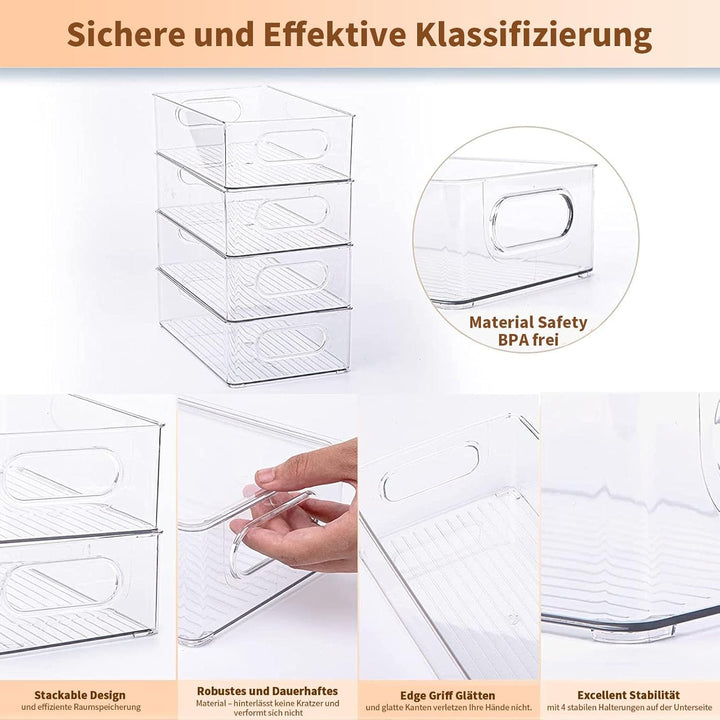 XSIUYU Kühlschrank Organizer 6er Set, Stapelbare Küche Aufbewahrungsbox & Organisation Gschublade Fr