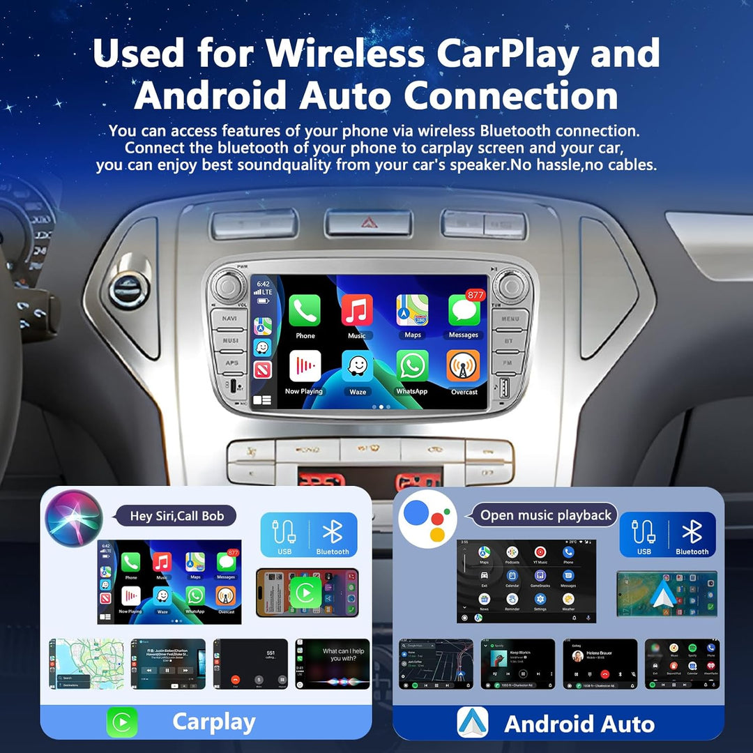 Qualcomm 8 Core 4GB+64GB Carplay Autoradio für Ford Focus II MK2/S-Max/Mondeo MK4/Galaxy II C-Max 06