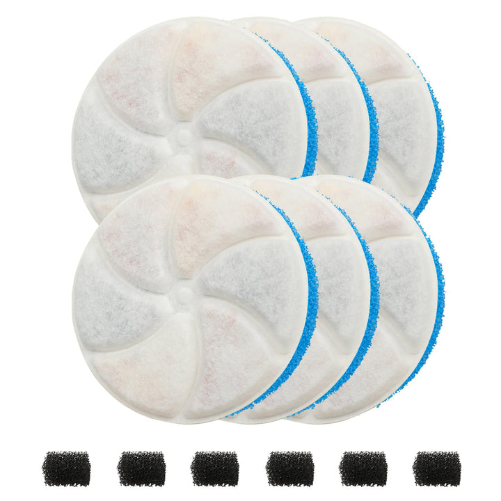 W09S Filter, 6 Stück für Trinkbrunnen für Katzen und Hunde | Rund, 0.8×11×11 cm, Enthält 6 Stück Pum