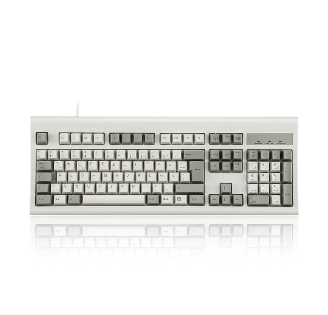 Perixx PERIBOARD-106M, USB-Kabelgebundene Tastatur in Vollformat mit ergonomischen Design, Retro/Vin
