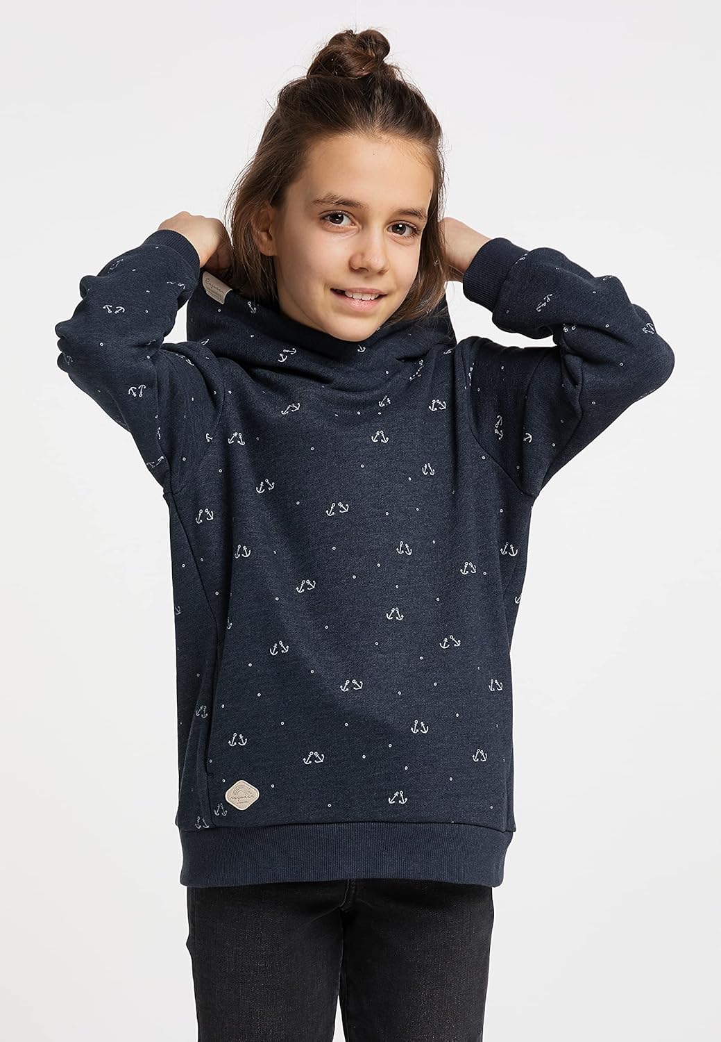 Ragwear Gitka Marina Mädchen Sweatshirt Kapuzenpullover Sweater Kinder Pullover Anker Motiv 128 Navy