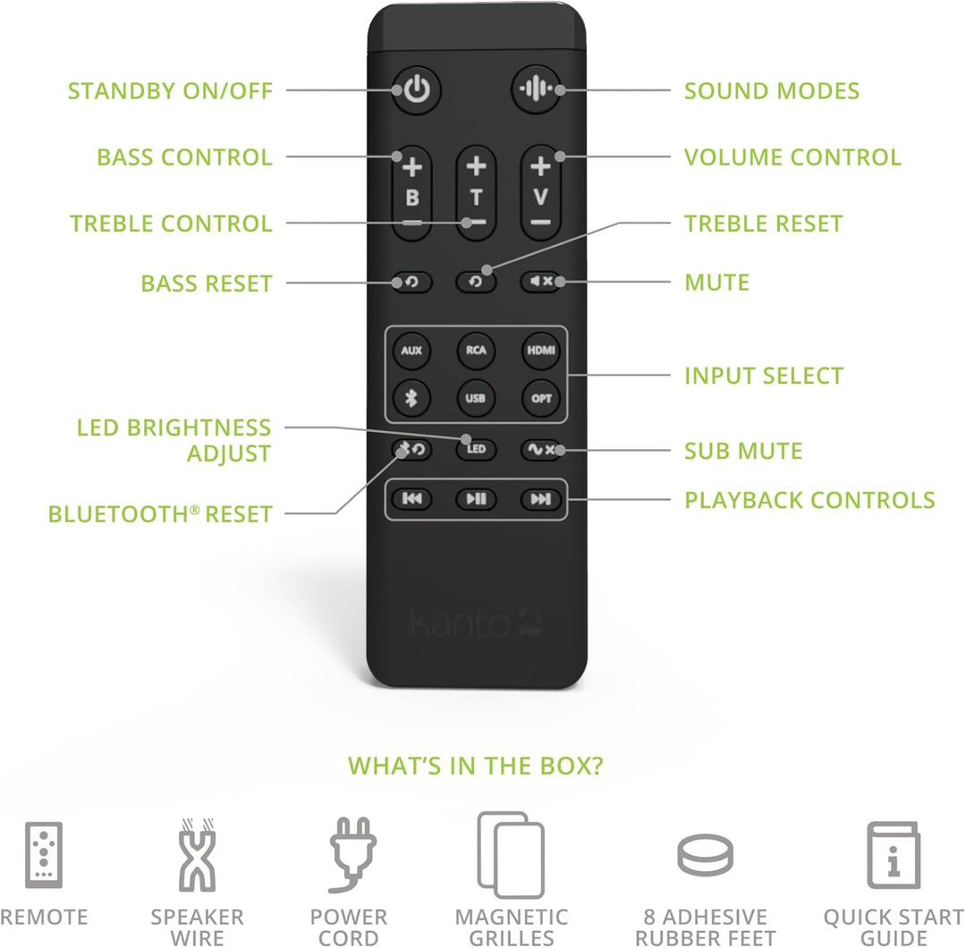 Kanto Ren 200W Powered Speaker System with HDMI ARC Input for TV & Home Theater | USB-C and Bluetoot
