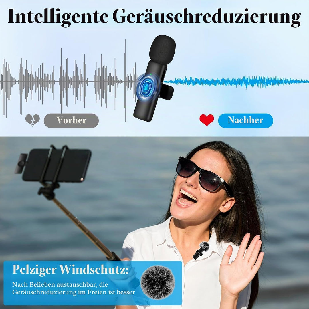 Kabelloses Lavalier Mikrofon für iPhone/iPad, Plug-Play Mini Lavalier Mikrofon Wireless für Intervie