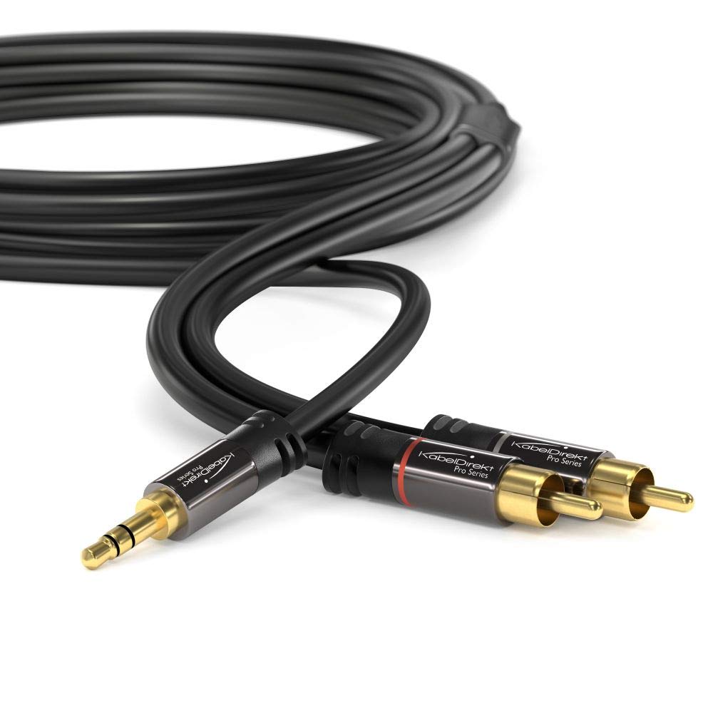 KabelDirekt - 3.5mm 2 Cinch Y Kabel - 3m - (3.5mm > 2 RCA, Klinke auf Cinch) - PRO Series & Optische