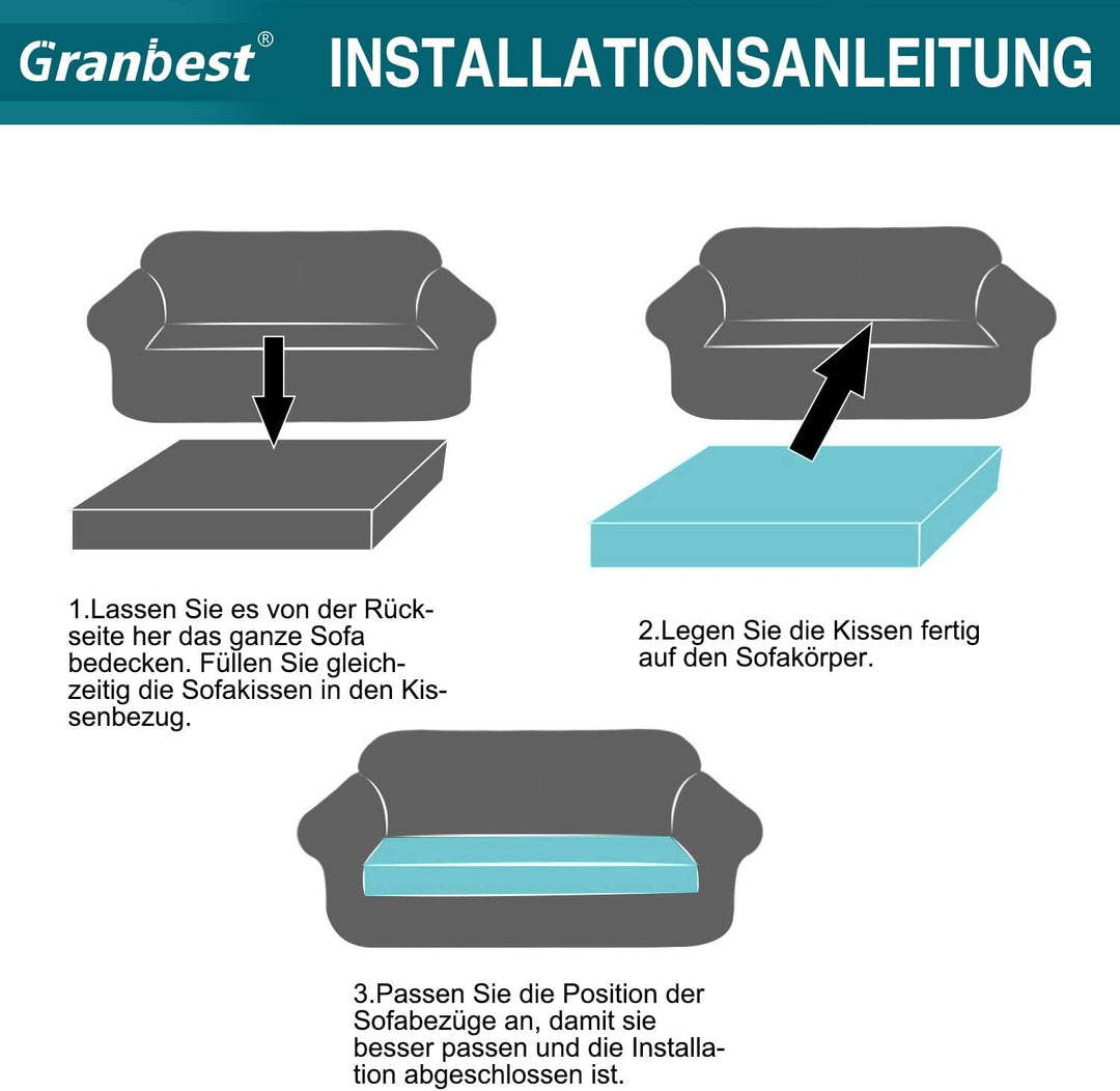 Granbest Premium Wasserdicht Sofa Sitzkissenbezug, High Stretch Jacquard Sitzkissenschutz Sofasitzbe