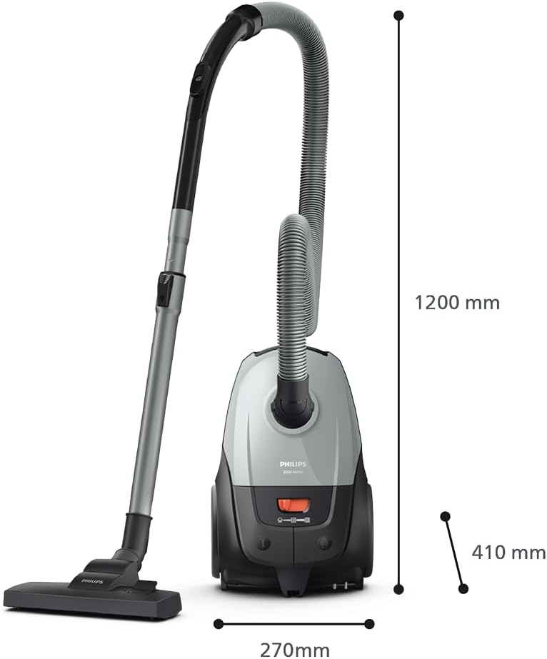 Philips Series 2000 Bodenstaubsauger mit Beutel – Kompakt & Leicht, 800W Motor, HEPA-Filter fängt 99