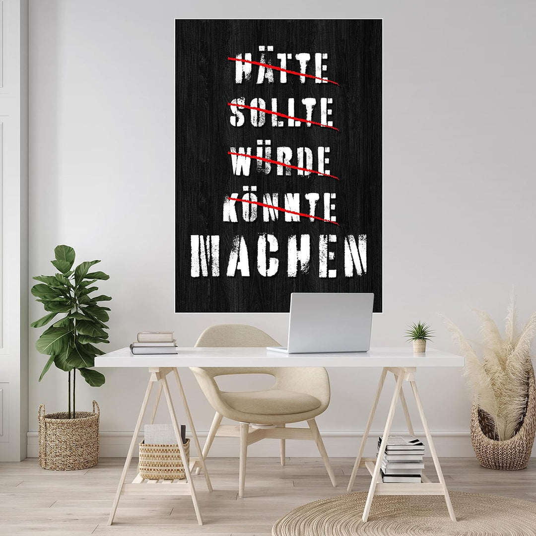 wandmotiv24 Poster als Wanddeko, Grösse Din A0, Hätte sollte würde, Holz, Moderne Wanddeko, Wandbild