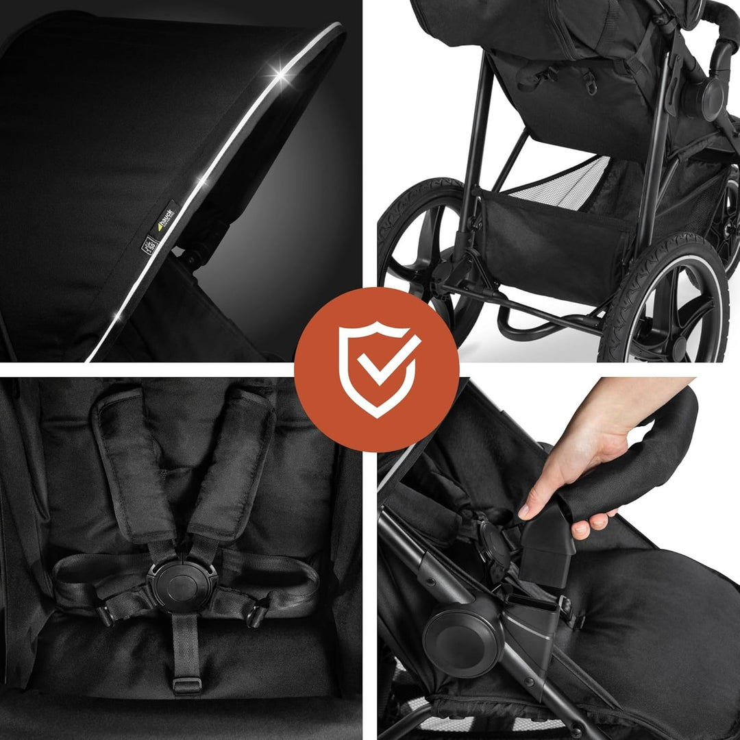 Hauck Kinder Buggy Runner 2, Grosse Luftreifen 3 Rad, Bis 25 kg, mit Liegefunktion und Netzfenster,