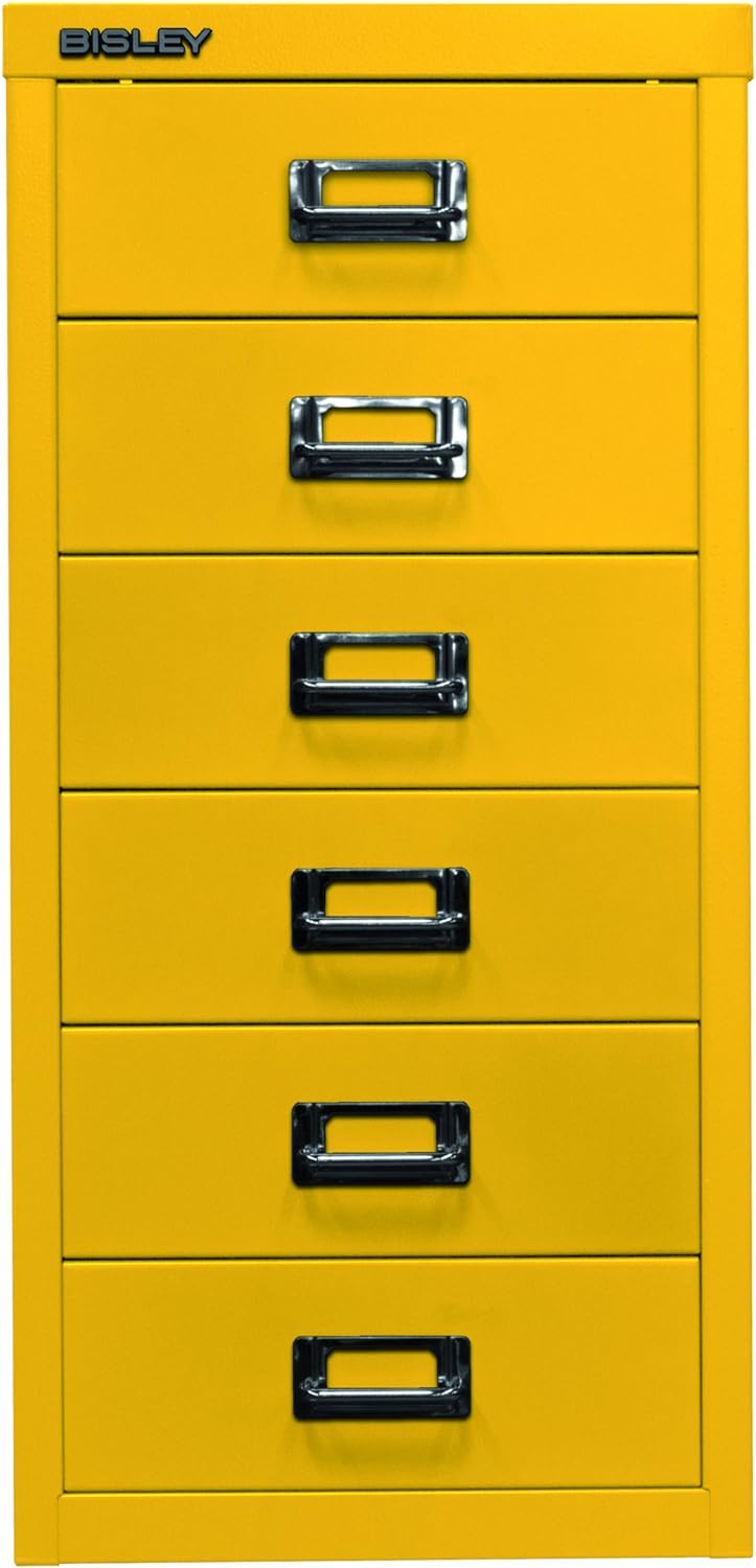 BISLEY MultiDrawer, 29er Serie, DIN A4, 6 Schubladen, Metall, 641 Zinkgelb, 38 x 27.9 x 59 cm, 641 Z