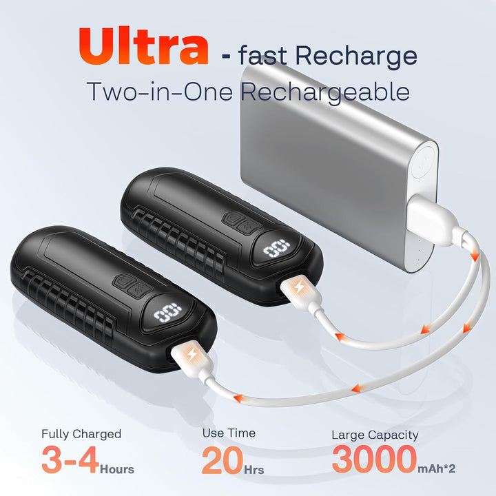Handwärmer Wiederaufladbar 2 Pack, Elektrische Tragbare Heizung 6000mAh, Taschenformat, Ultra Leicht