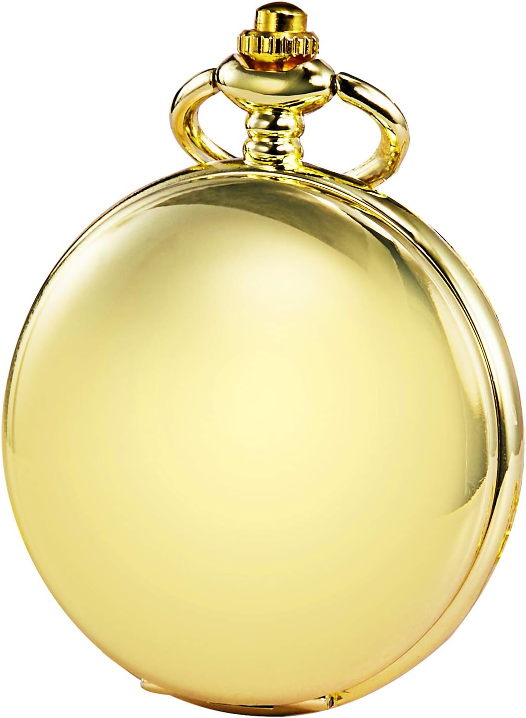 TREEWETO Unisex Taschenuhr mit Kette Analog Handaufzug glatt Doppelscharnier Römische Ziffern Gold B