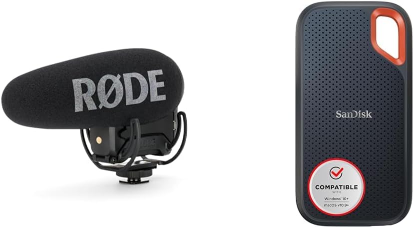 RØDE VideoMic Pro+ Premium Shotgun-Mikrofon & SanDisk Extreme Portable SSD 1 TB, Bundle mit SSD 1 TB