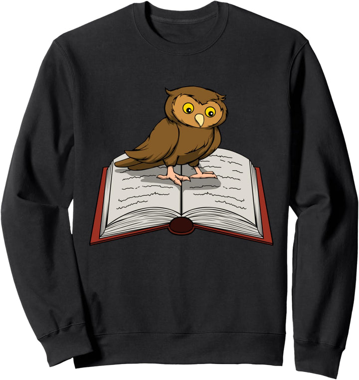 Niedliche Eule Lesen Bücher Literatur Natur Sweatshirt