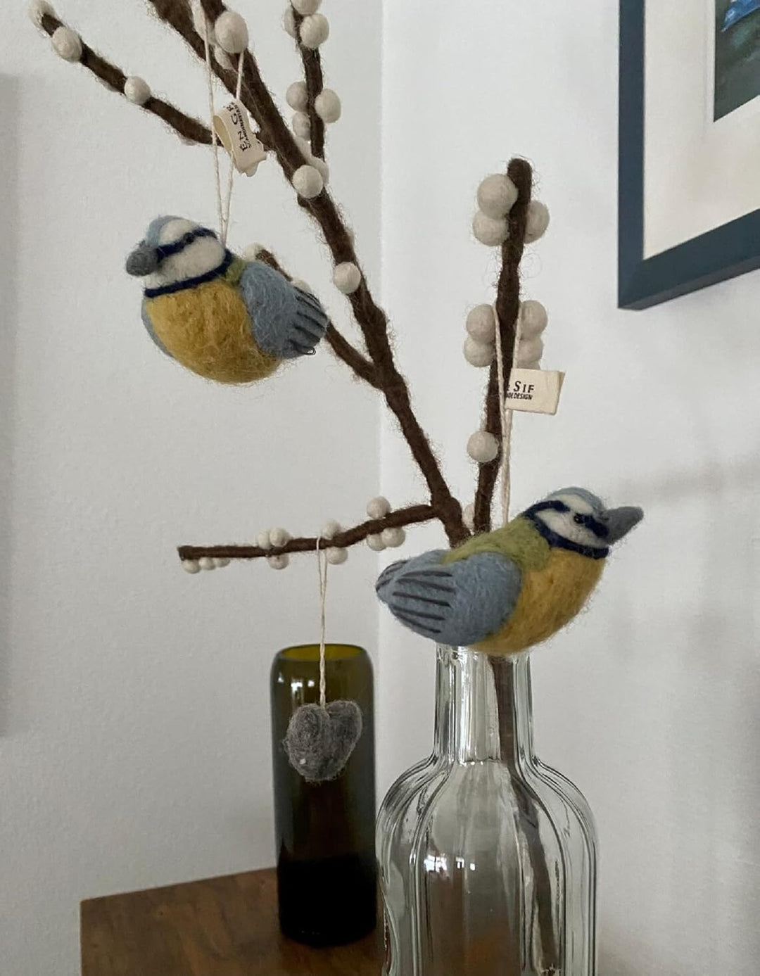 Én Gry &amp; Sif kleine Vögel - Anhänger aus Filz - Frühlings-Deko (3 Stück) (Blaumeisen), Blaumeisen