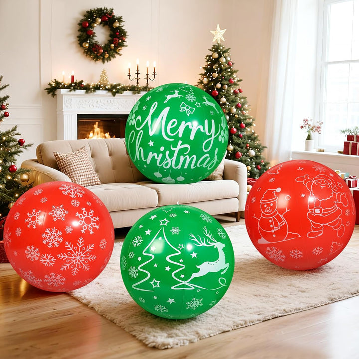 4 Stück 60 cm Weihnachts aufblasbare Bälle Aufblasbare Weihnachtskugel Ornamente im Freien für Weihn