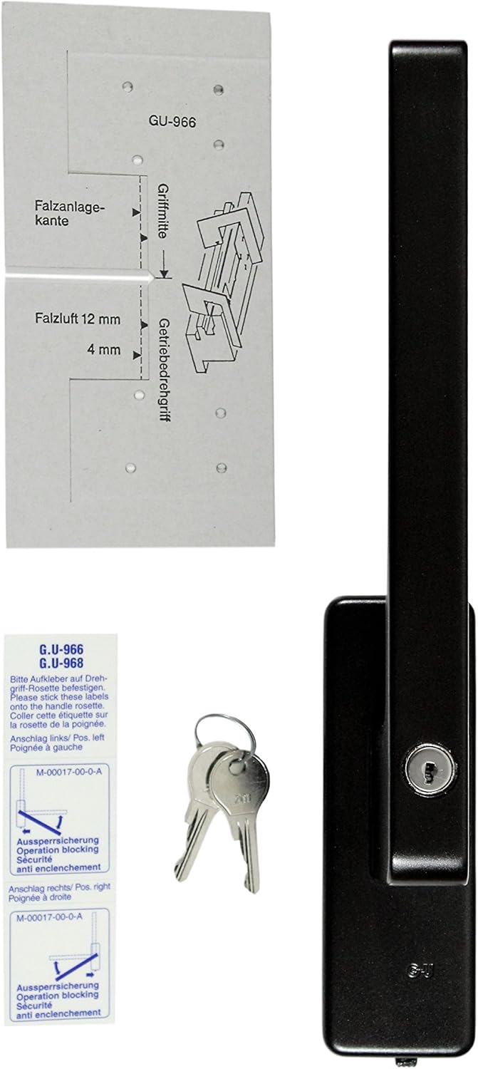 GU Schiebetür PSK Drehgriff abschliessbar DIRIGENT 966/976, 34225 oder auch 30251, DIN Links braun U