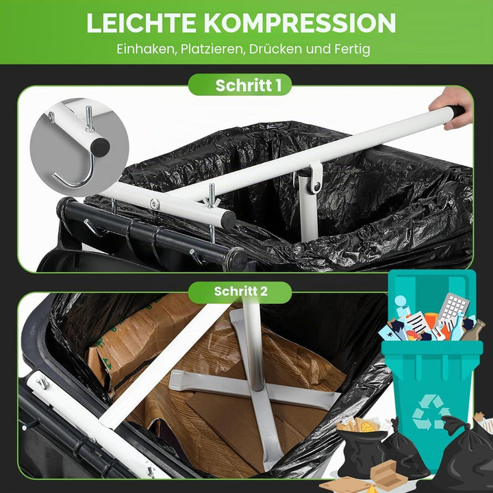 NEWTRY Müllpresse Müllverdichter für 120L-240L Rollcontainer, Abfallzerkleinerer Recycling-Handwerkz