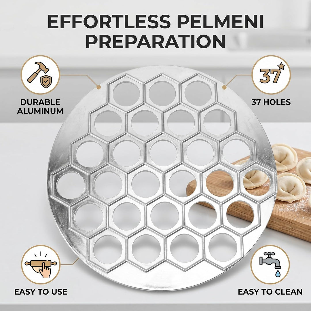 Pelmeni Form, 37 Löcher Russian Dumpling Maker aus Aluminiumlegierung, Silber, Ravioli Maker für DIY