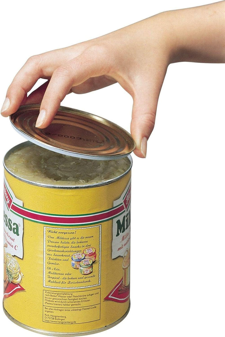 Westmark Sicherheitsdosenöffner, mit Führungs-Bügel, Länge: 18,5 cm, Rostfreier Edelstahl/Kunststoff