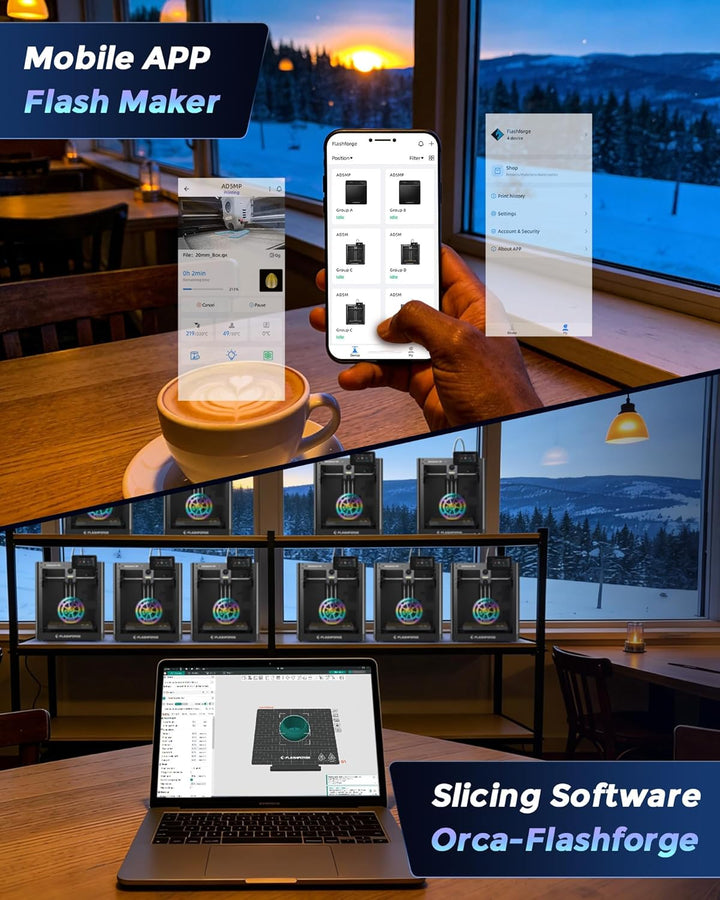 FLASHFORGE Adventurer 5M 3D-Drucker,600mm/s Hochgeschwindigkeitsdruck,12X Schneller mit automatische