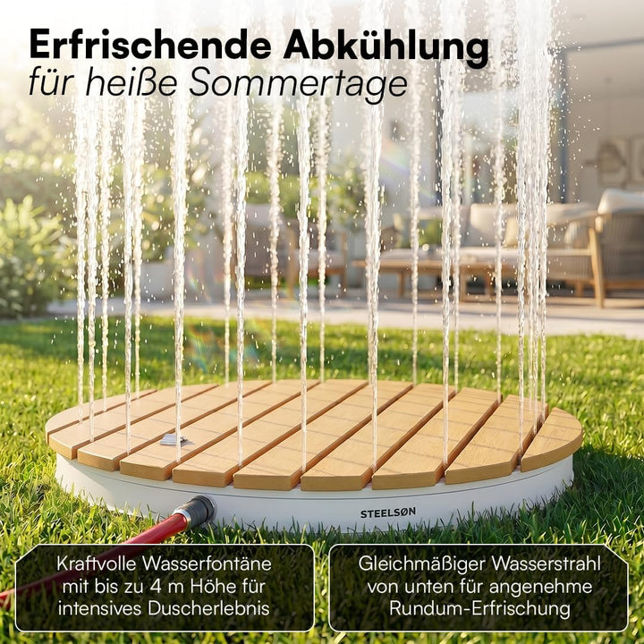 STEELSØN Samaya Bodendusche rund – Aussendusche Natur – Fontänenhöhe bis zu 4m mit Fussrad einstellb