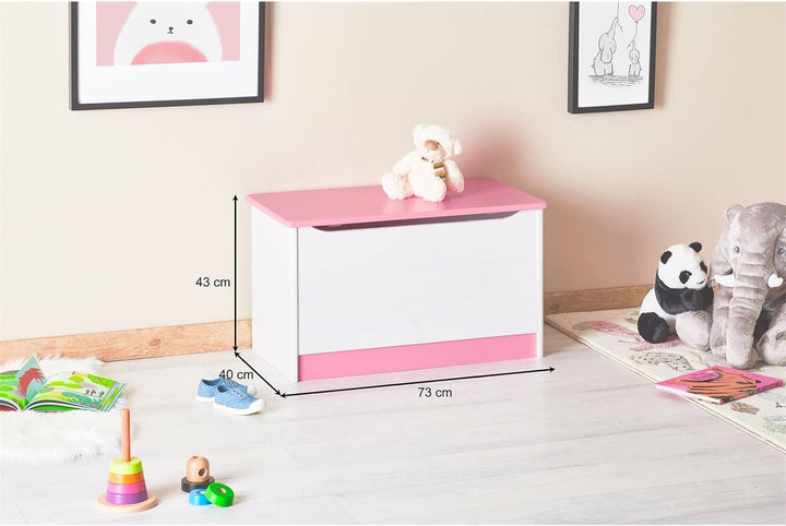 IDIMEX Spielzeugtruhe Hannah, praktische Aufbewahrungsbox aus massiver Kiefer in weiss/rosa, schöne