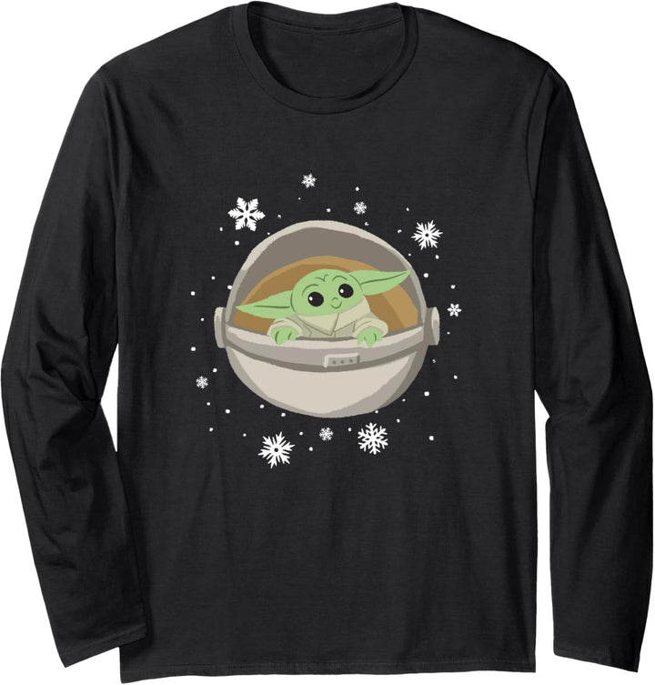 Star Wars The Mandalorian The Child Snowfall Cartoon Langarmshirt