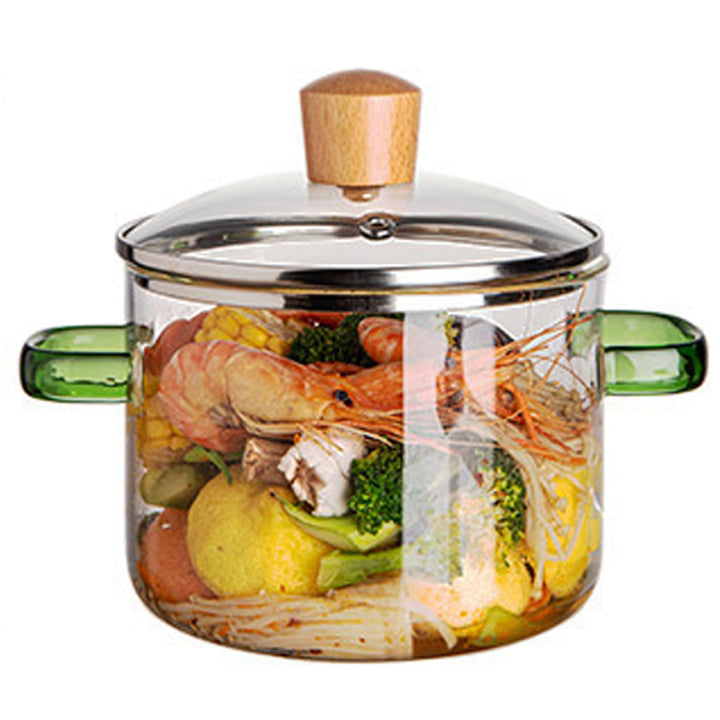 Klare Töpfe zum Kochen, Glaskochtopf, 1,6 l Doppelgriff klarer topf mikrowavierbares Glas Kochtopf H